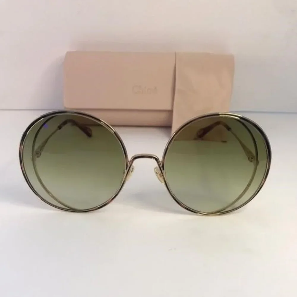 New Original Chloe Gold & Green Round Sunglasses HANAH COLLECTION